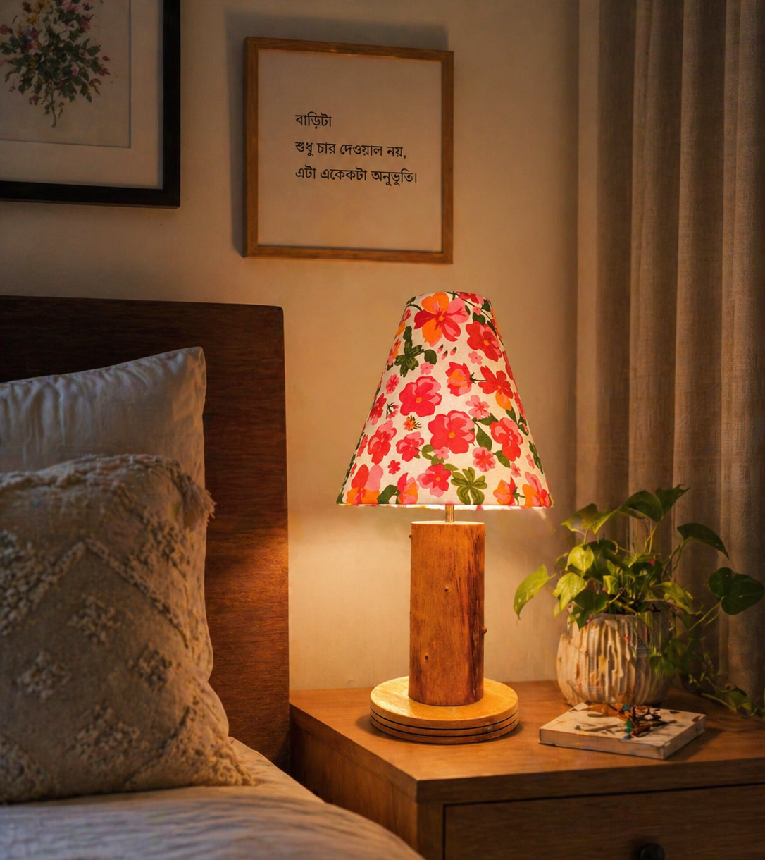 HOMEI Floral Wood Table Lamp